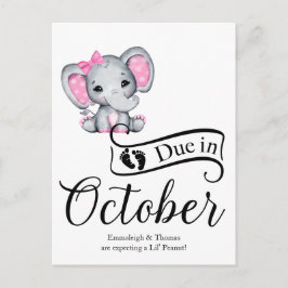 Förfaller i oktober Little Peanut Flicka Elephant Vykort