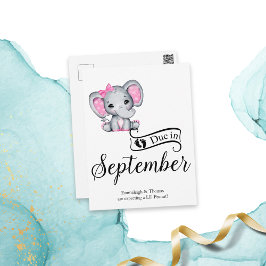 Förfaller i september Lilla Peanut Flicka Elephant Vykort