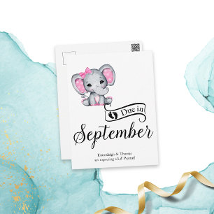 Förfaller i september Lilla Peanut Flicka Elephant Vykort