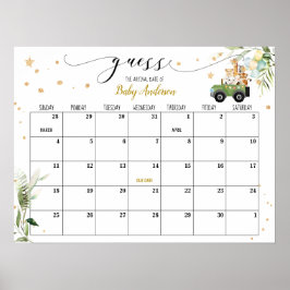 Förfallodatumkalender för babyvisningsgissning poster
