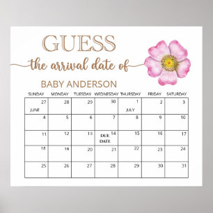 Förfallodatumkalender för Wildblommor Baby Shower Poster