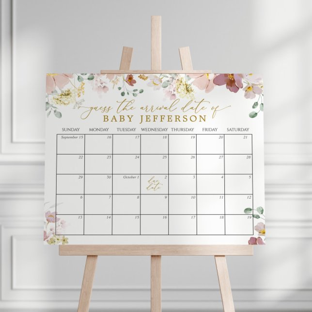 Förfallodatumkalender för Wildblommor Baby Shower Poster (Skapare uppladdad)