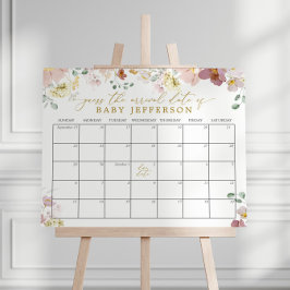 Förfallodatumkalender för Wildblommor Baby Shower Poster