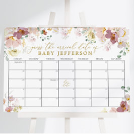 Förfallodatumkalender för Wildblommor Baby Shower Poster