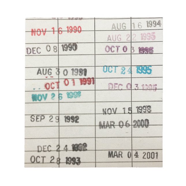 Förfallodatumkort för vintage Bibliotek Anteckningsblock (Framsida)