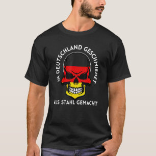Förfalskad gjord Tyskland tysk Flagga Skull Steelw T Shirt