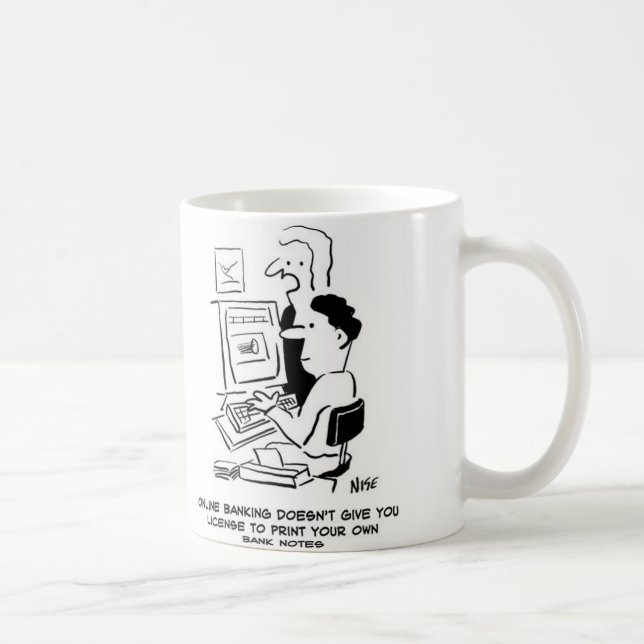 Förfalskare skriver ut egna sedlar online kaffemugg (Höger)
