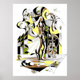 Förfalskat svärd bläck art poster