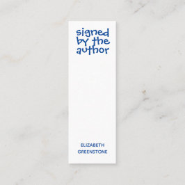 Författare - Befordringssignerat blått minibokmärk Mini Visitkort