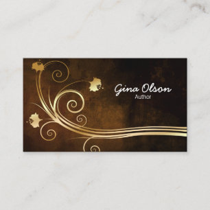 Författare Elegant Guld Blommigt Swirl Visitkort