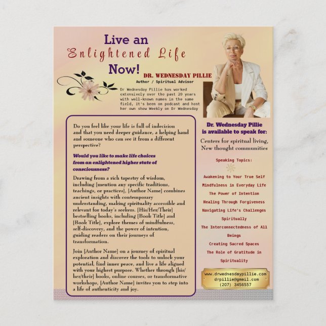 Författare en Lakan-persika Bok Marknadsföring Flygblad (Framsidan)