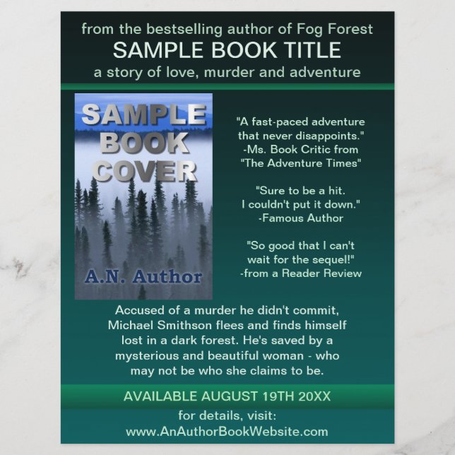 Författare Författarpromotion Bokomslag Grön Svart Reklamblad (Framsidan)