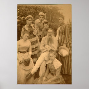 Författare Leo Tolstoy med hans familj Poster