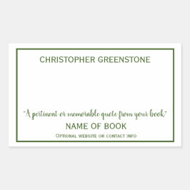Författare Namnteckning bokningsplats för Grönt Rektangulärt Klistermärke