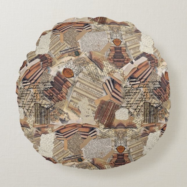 Författare och Bok älskare Rund Kudde (Framsidan)