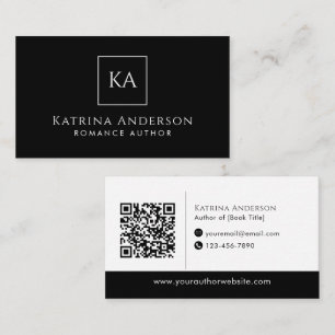 Författare QR-kod Minimal Elegant Svart Varumärke Visitkort