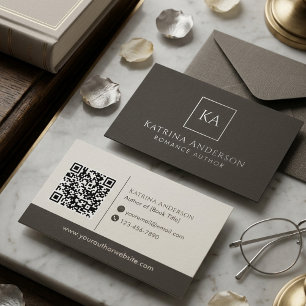 Författare QR-kod Minimal Elegant Taupe Varumärkes Visitkort