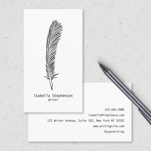 Författare Redaktör Copywriter Quill Minimalistisk Visitkort (Skapare uppladdad)