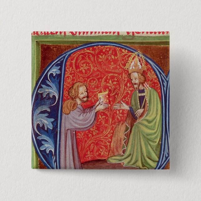 Författare som erbjuder hans bok knapp (Framsida)