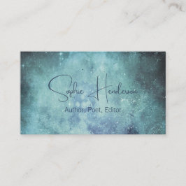 Författare till elegant Navy Blue Teal Galaxy Writ Visitkort