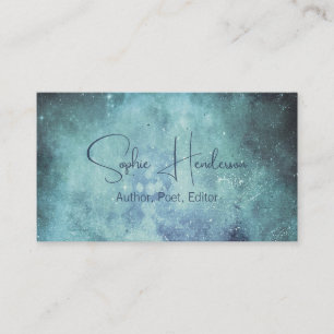 Författare till elegant Navy Blue Teal Galaxy Writ Visitkort