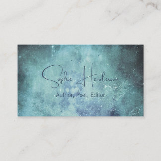 Författare till elegant Navy Blue Teal Galaxy Writ Visitkort