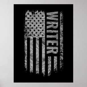 Författare USA Flagga Distressed design Poster