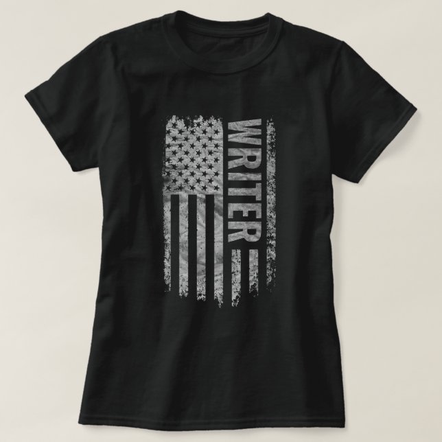 Författare USA Flagga Distressed design T Shirt (Design framsida)