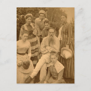 Författaren Leo Tolstoy med sin familj Vykort