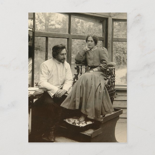 Författaren Leonid Andreyev med sin fru Vykort (Framsida)