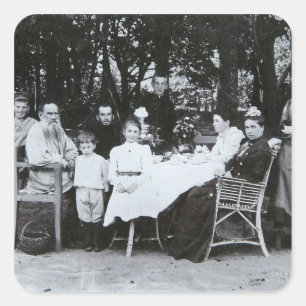 Författarens familj Leo N. Tolstoy porträtt Fyrkantigt Klistermärke