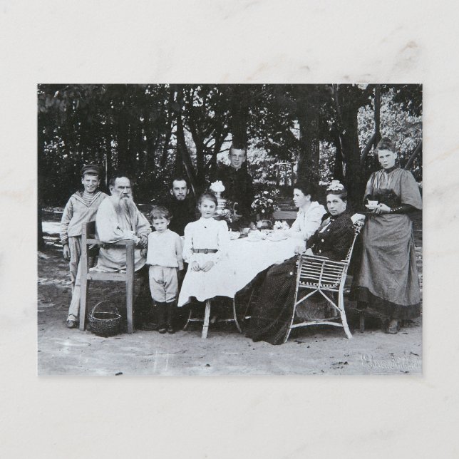 Författarens familj Leo N. Tolstoy porträtt Vykort (Framsida)