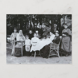 Författarens familj Leo N. Tolstoy porträtt Vykort