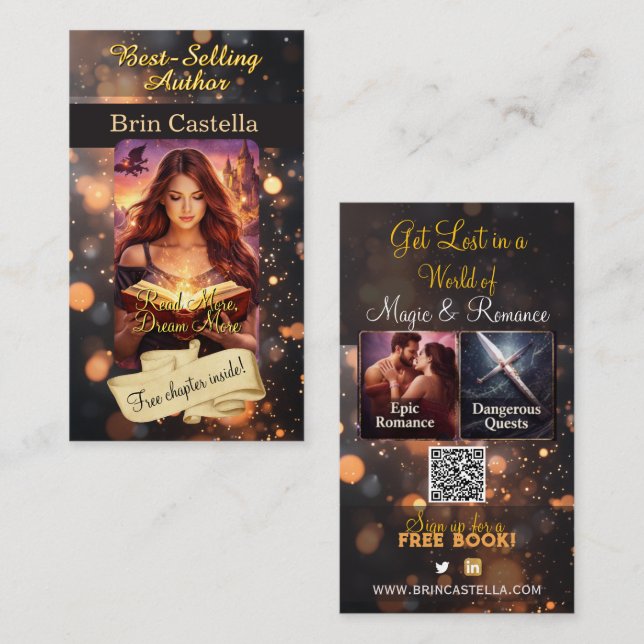 Författarpromotionellt visitkort (Fram/baksida)