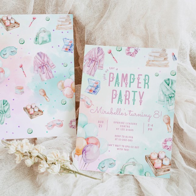 Förfest för tjej Makeup Salon Födelsedagsfest Inbjudningar (Skapare uppladdad)