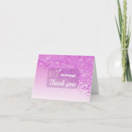 Förfinad 80-årsdag Rosa Glitter Tack Kort