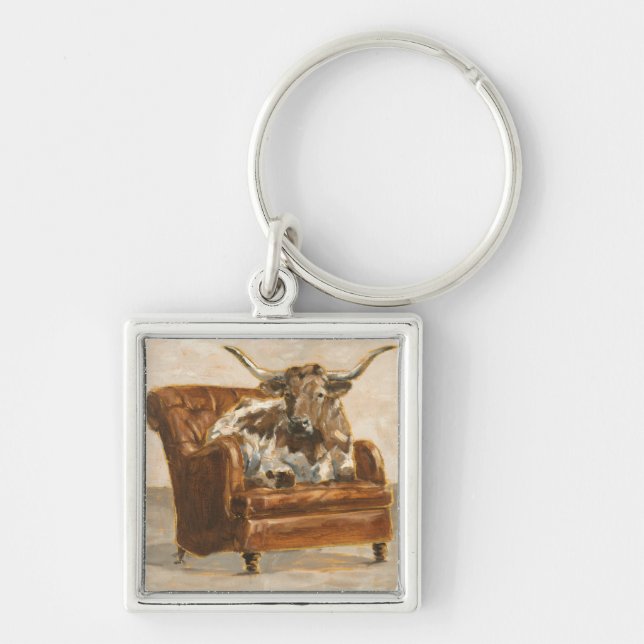 Förfinad ansträngning I Fyrkantig Silverfärgad Nyckelring (Framsidan)