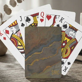 Förfinad Brons Skiffer Fluid Monogram Spel Casinokort