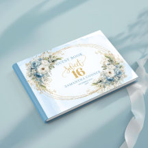 Förfinad dammig blå blommig guld Sweet 16 Sign In