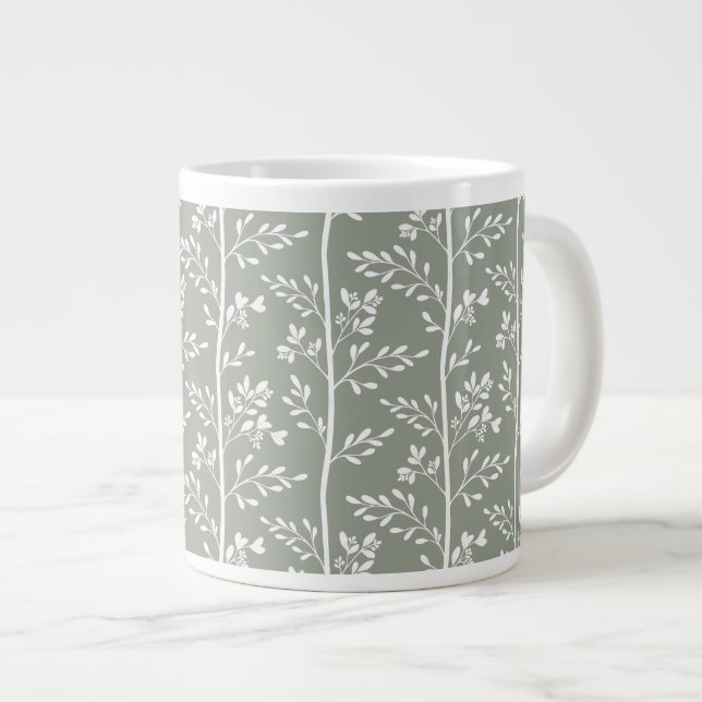 Förfinad Eukalyptusgrön blomsterkonst Jumbo Mugg (Framsida höger)