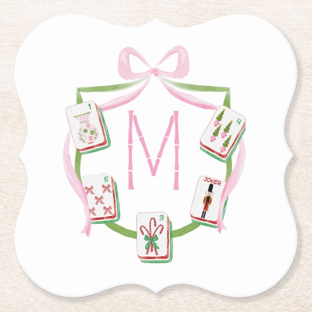 Förfinad Mahjong Holiday Crest Underlägg Papper (Framsida)