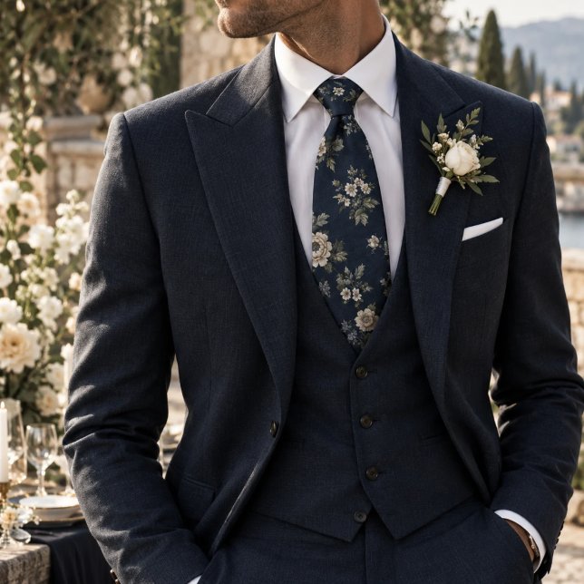 Förfinad marinblå blomsterdesign med arv från trad slips (Skapare uppladdad)
