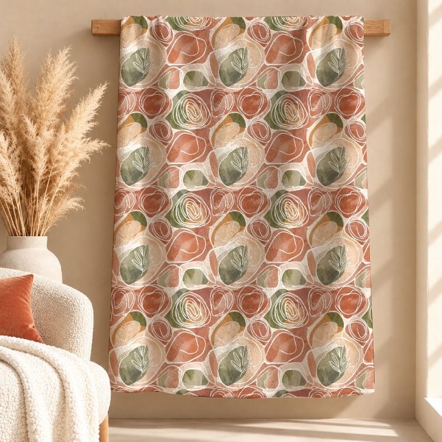 Förfinad Rost Koppar Boho Kastfilt Present Fleecefilt (Refined Rust Copper Boho Throw Blanket Gift)