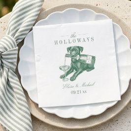 Förfinad Sagegrön Labrador Champagne Bröllop Pappersservett