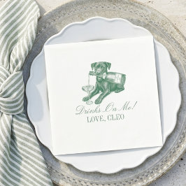 Förfinad Saggrön Labrador Champagne Bröllop Pappersservett
