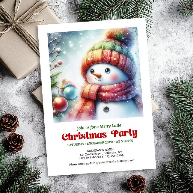 Förfinad seriefigur snömannen inbjuder festliga to inbjudningar (Refined cartoon snowman invite festive tones printable

)