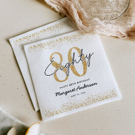 Förfinade vita guld 80-årsdag servetter