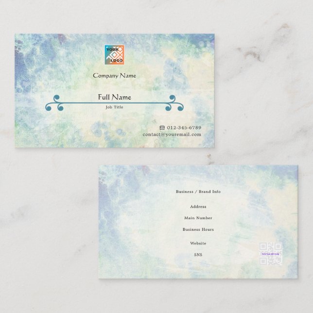 Förfinat Affärskort med QR - Kambrisk Coola Visitkort (Fram/baksida)