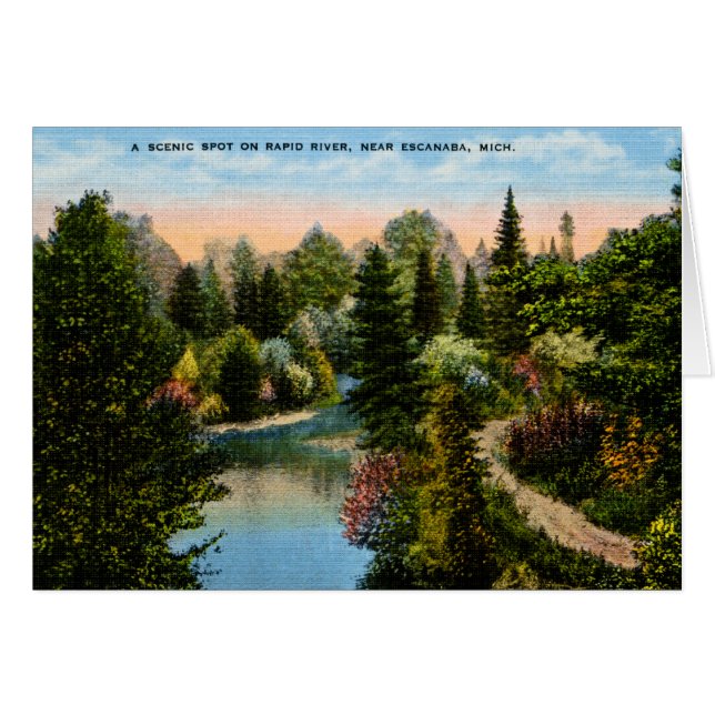 Forflod Escanaba, Michigan Hälsningskort (Framsidan Horizontal)