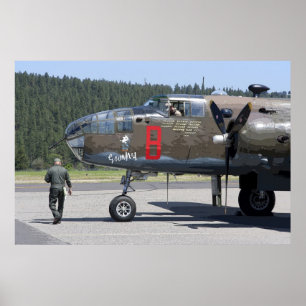 FÖRFLYGKONTROLL PÅ MITCHELL B-25 BOMBER POSTER